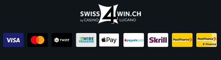 Un'immagine che mostra che può pagare anche con Apple Pay presso Swiss4Win, tra le altre cose.